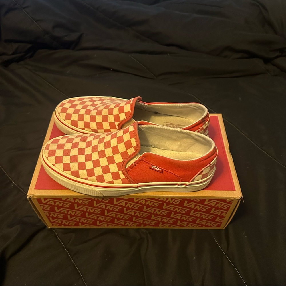 Vans Kids Checkered Red Slip-On Shoes